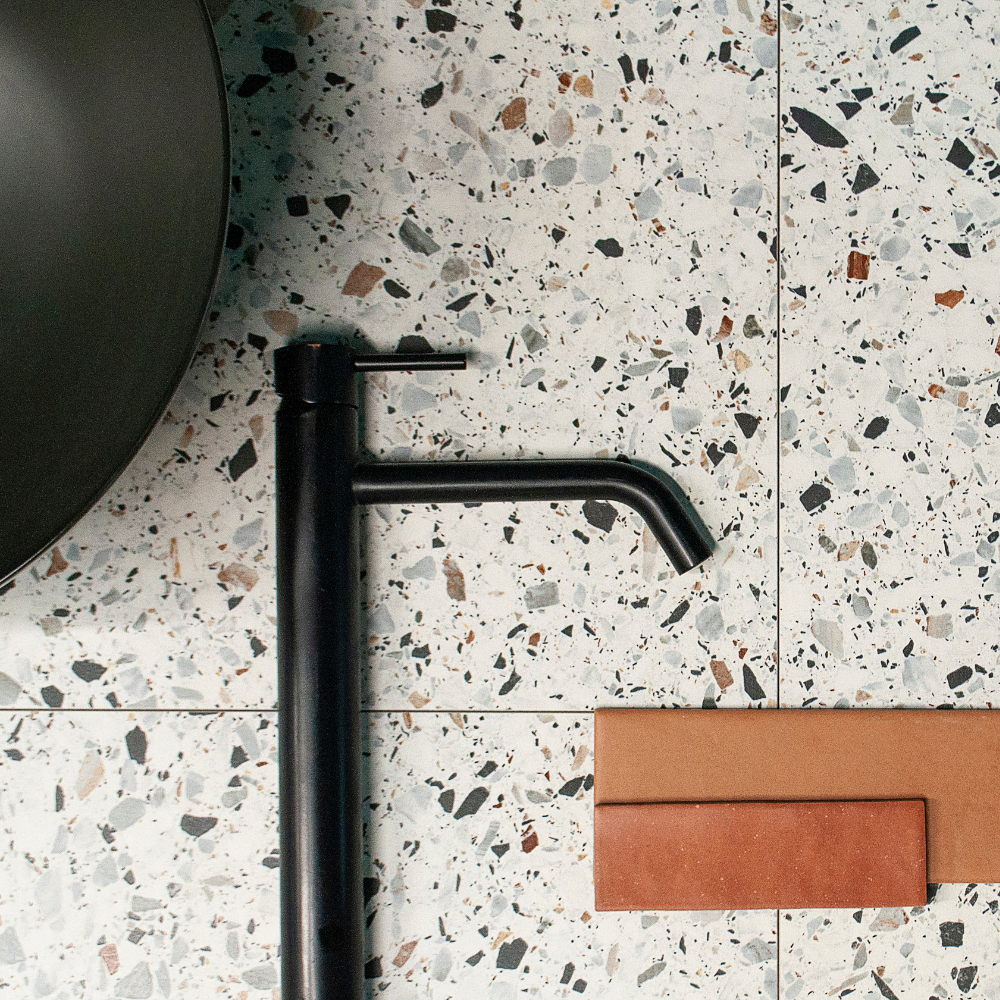 Terrazzo Melody White Porcelain Tile 60 x 60cm-Delforno