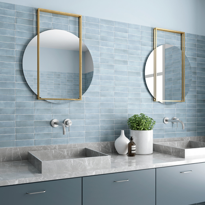 Coco Blue Grass Matt Porcelain Tile 5 x 15cm