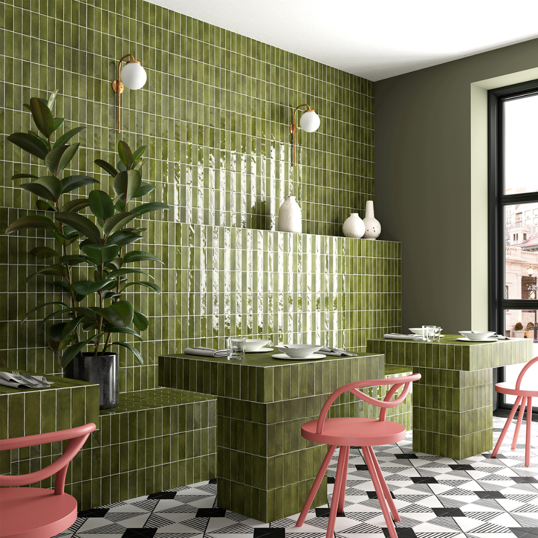 Coco Verde Gloss Porcelain Tile 5 x 15cm