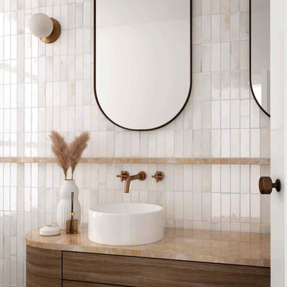 Small Format Hanoi White Ceramic Tile 6.5 x 20cm