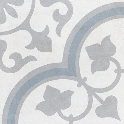 Havana Silver Ornate Porcelain Tile 22.3 x 22.3cm