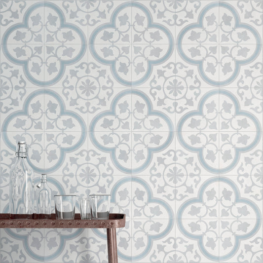 Havana Silver Ornate Porcelain Tile 22.3 x 22.3cm