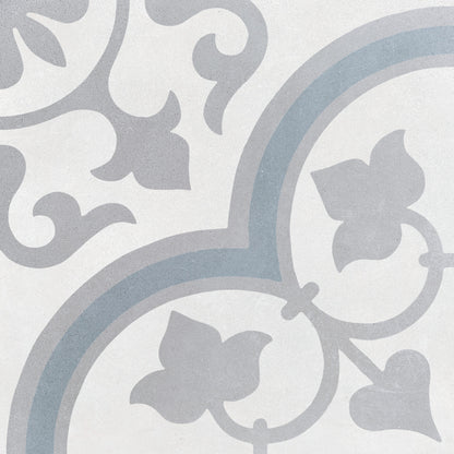 Havana Silver Ornate Porcelain Tile 22.3 x 22.3cm