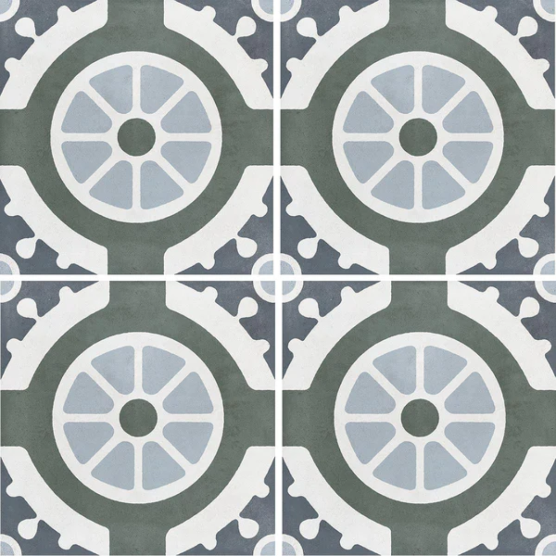Havana White Round Porcelain Tile 22.3 x 22.3cm