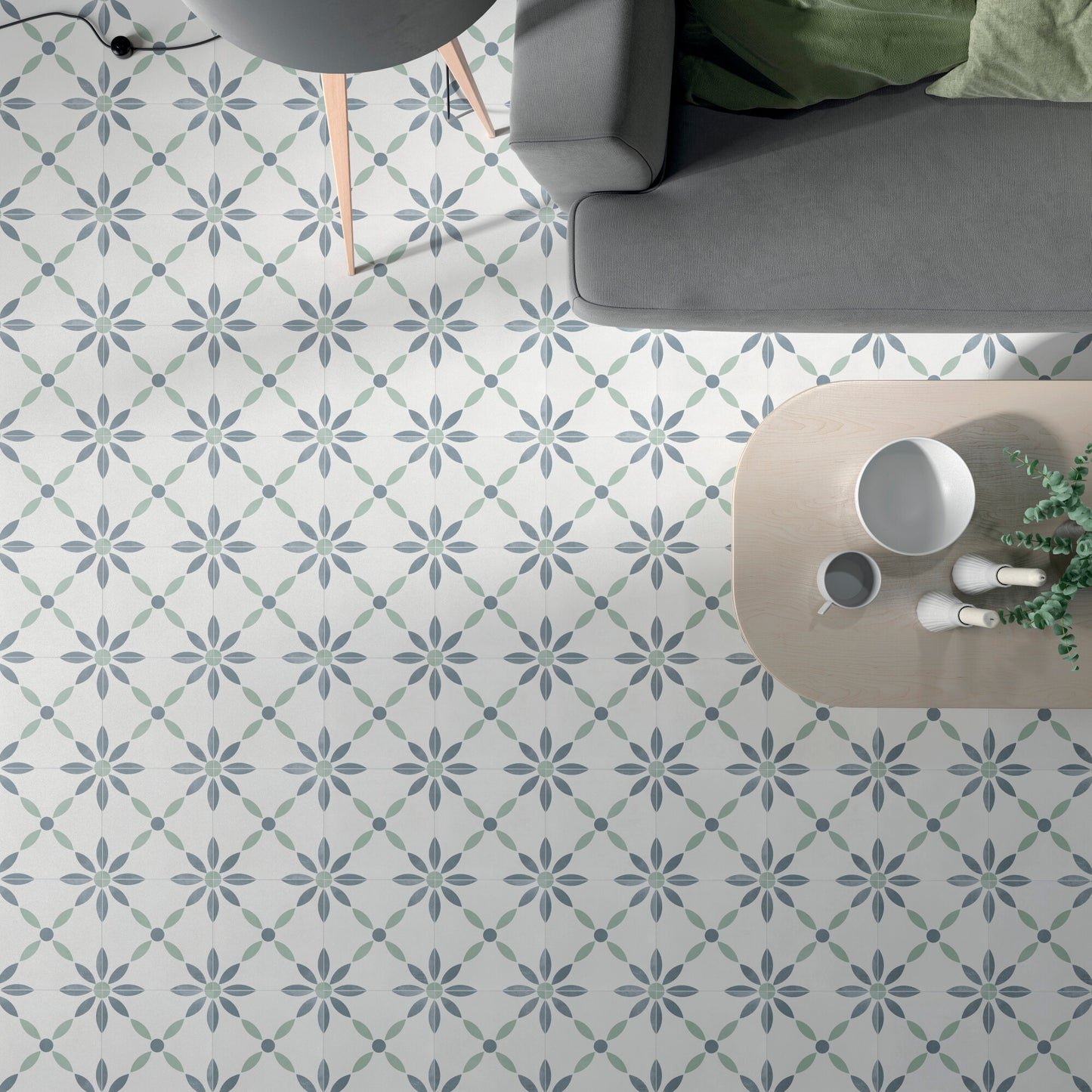 Havana White Flower Porcelain Tile 22.3 x 22.3cm