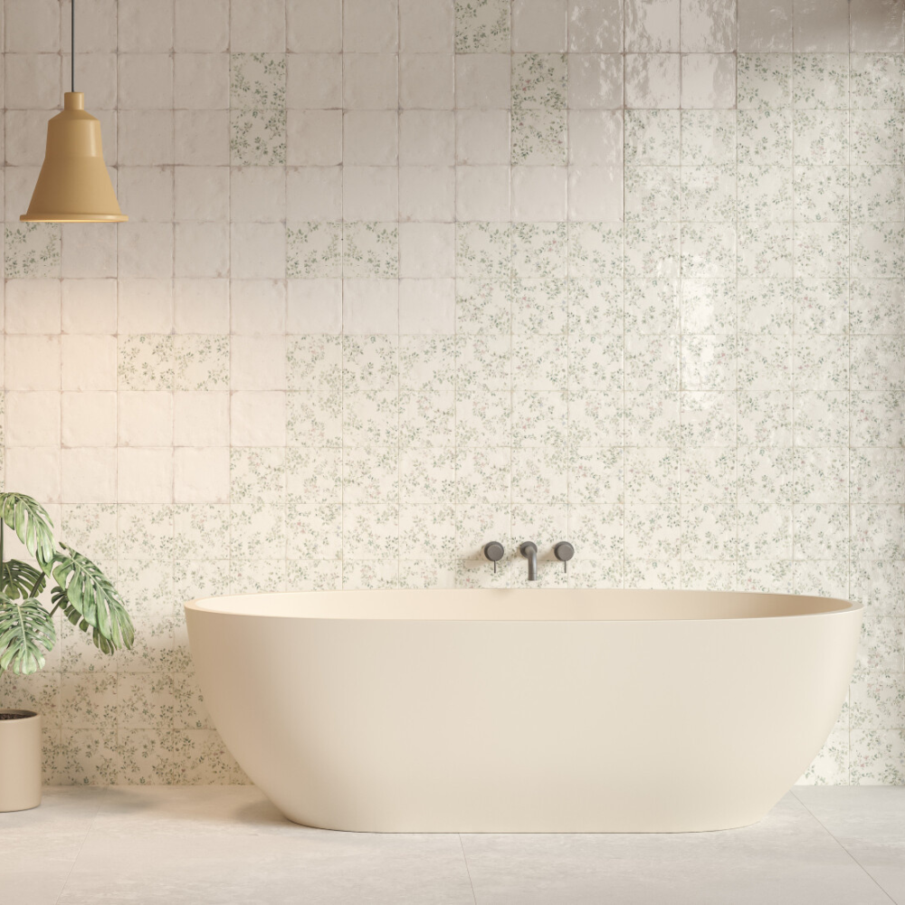 Mayolica Bloom Porcelain Tile 15 x 15cm-Delforno