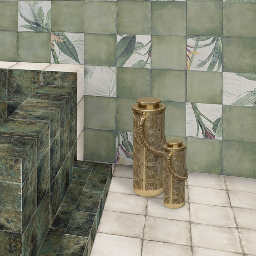 Bottega Spring Leaves Porcelain Tile 20 x 20cm