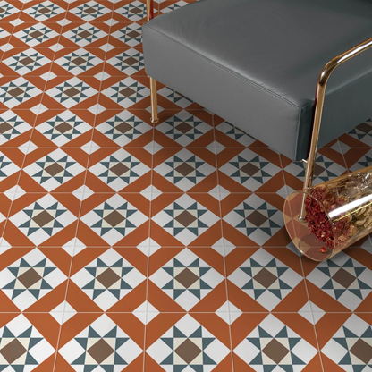 Victorian Collection Vetro Compass Porcelain Tile 20 x 20cm-Delforno