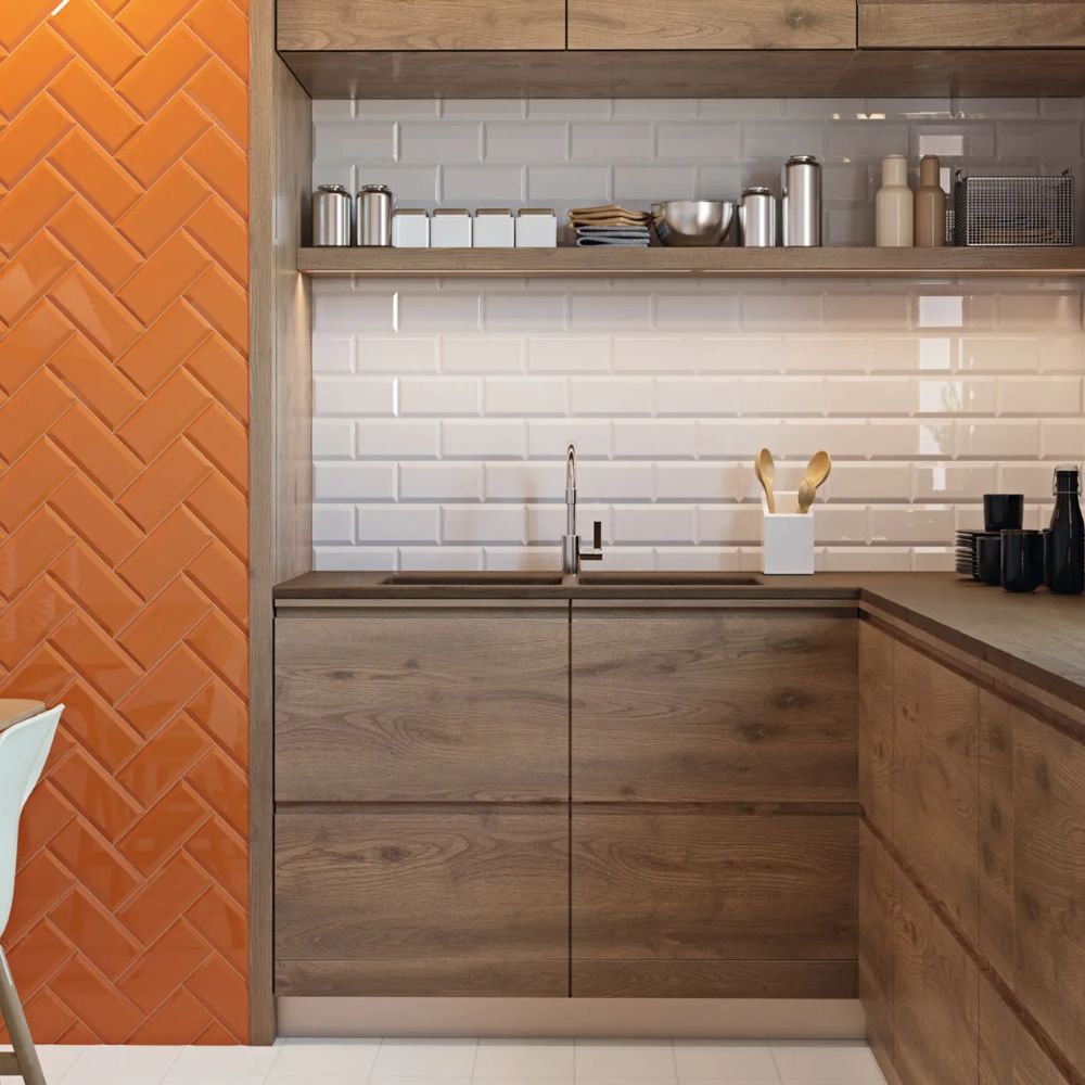 Bisel Blanco Brillo Gloss White Ceramic Tile 10 x 20cm-Delforno