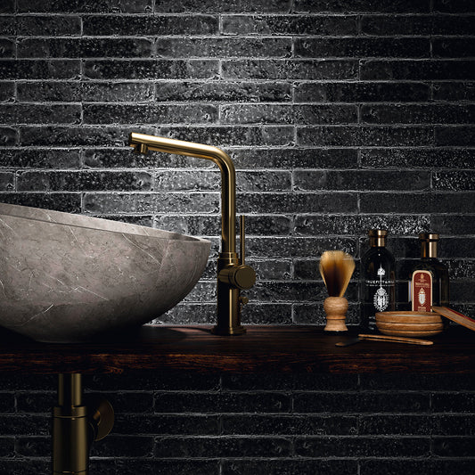 Small Format Coal Black Porcelain Tiles 3.8 x 23.5cm-Delforno-Delforno
