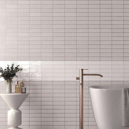 Small Format Emelia Blanco Brillo Porcelain TIle 5 x 15cm-Delforno-Delforno