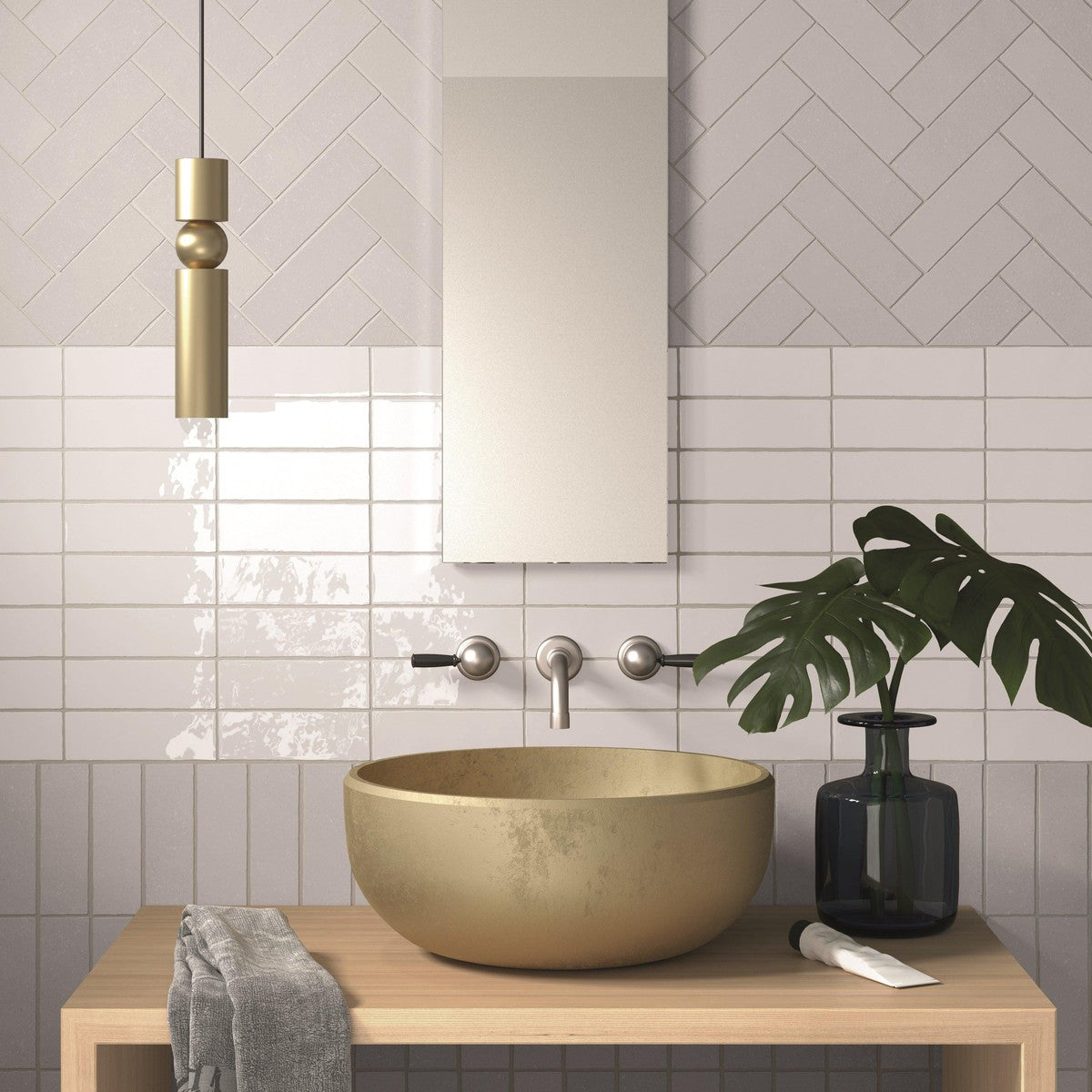 Small Format Emelia Blanco Brillo Porcelain TIle 5 x 15cm-Delforno-Delforno
