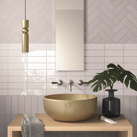 Small Format Emelia Blanco Brillo Porcelain TIle 5 x 15cm-Delforno-Delforno