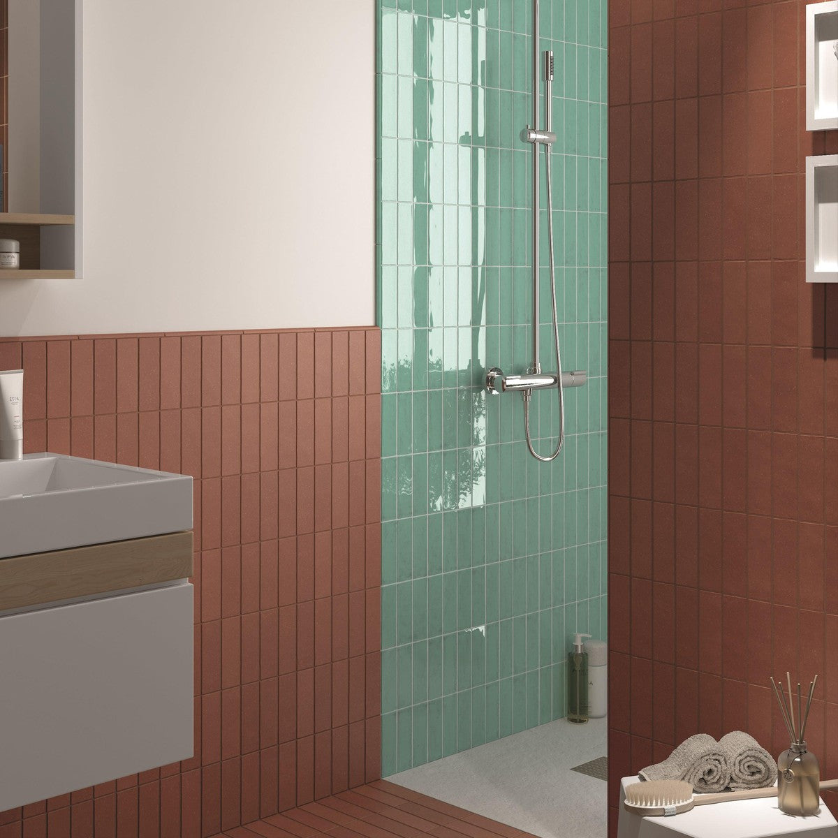 Small Format Emelia Terra Matt Porcelain Tile 5 x 15cm-Delforno-Delforno