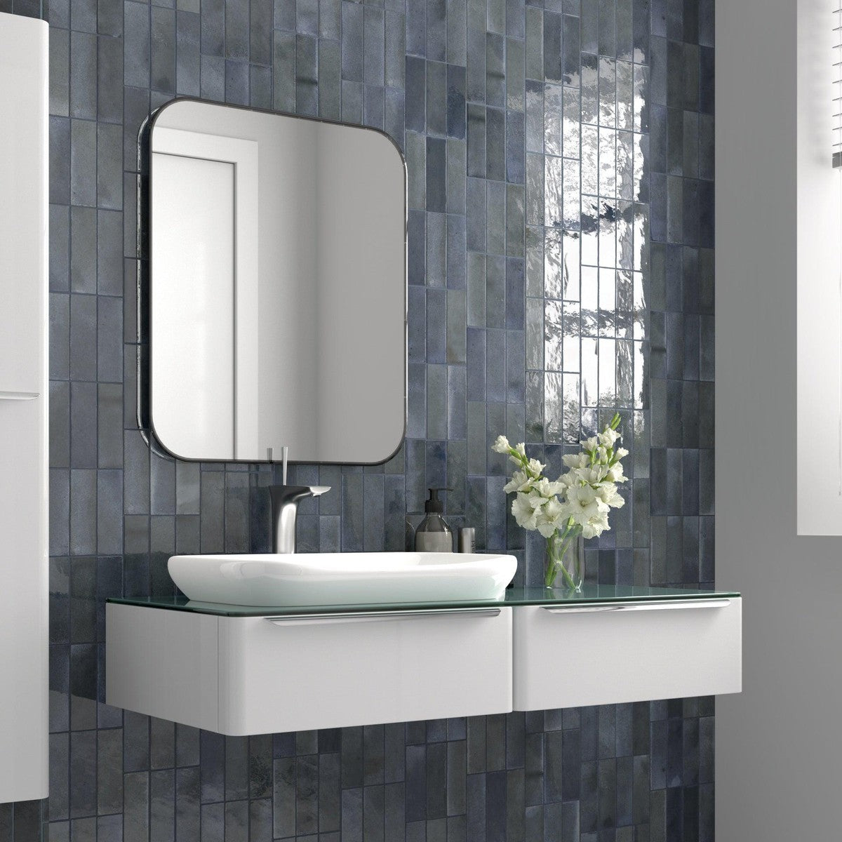 Small Format Hanoi Blue Night Ceramic Tile 6.5 x 20cm-Delforno-Delforno