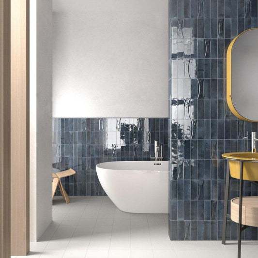Small Format Hanoi Blue Night Ceramic Tile 6.5 x 20cm-Delforno-Delforno