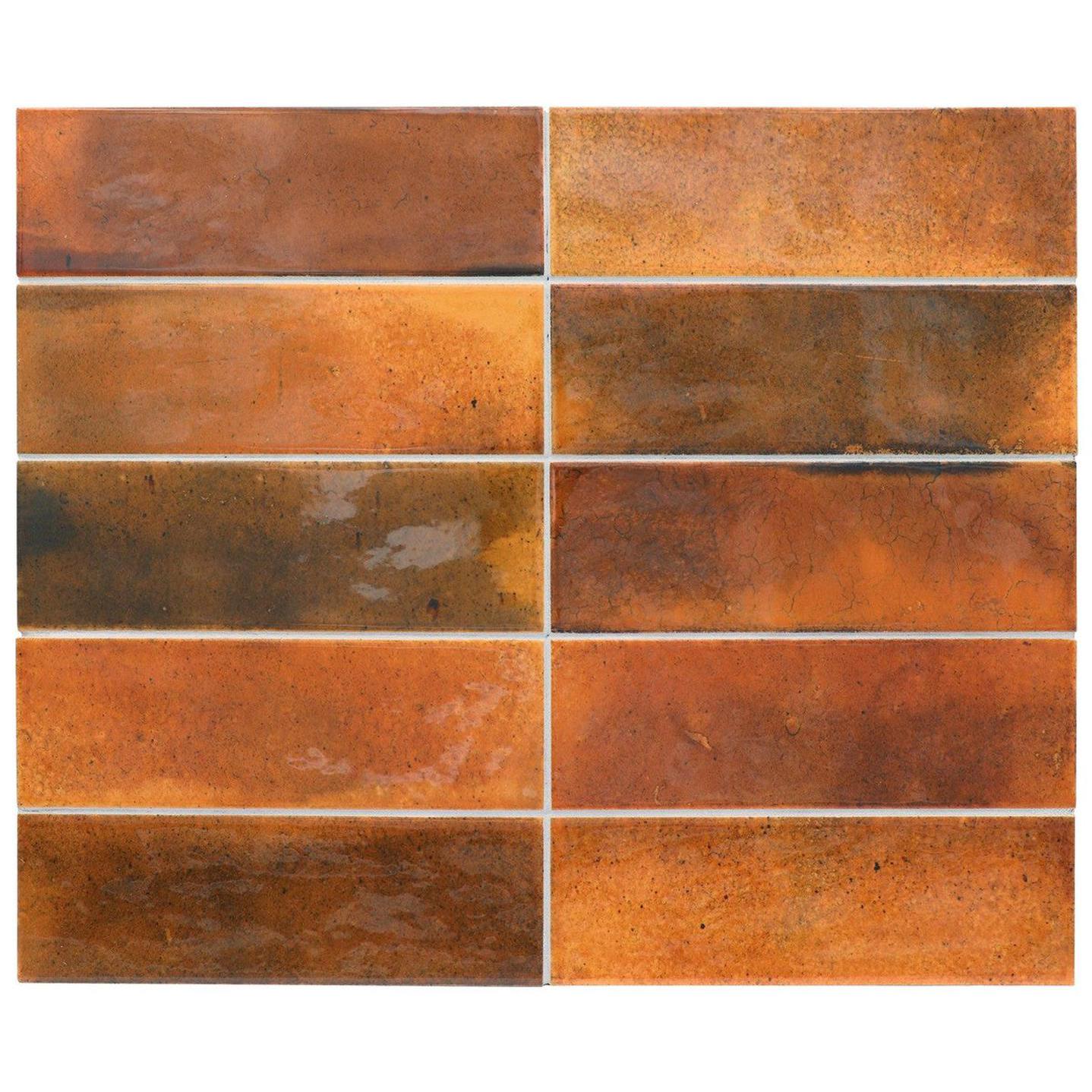 Small Format Hanoi Burnt Rojo Ceramic Tile 6.5 x 20cm-Delforno-Delforno
