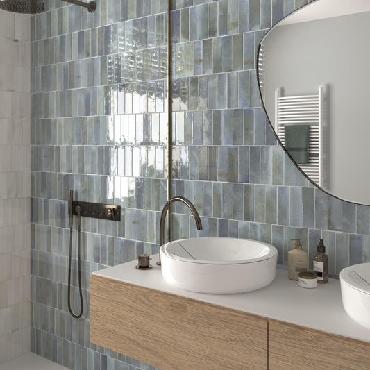 Small Format Hanoi Sky Blue Ceramic Tile 6.5 x 20cm-Delforno-Delforno