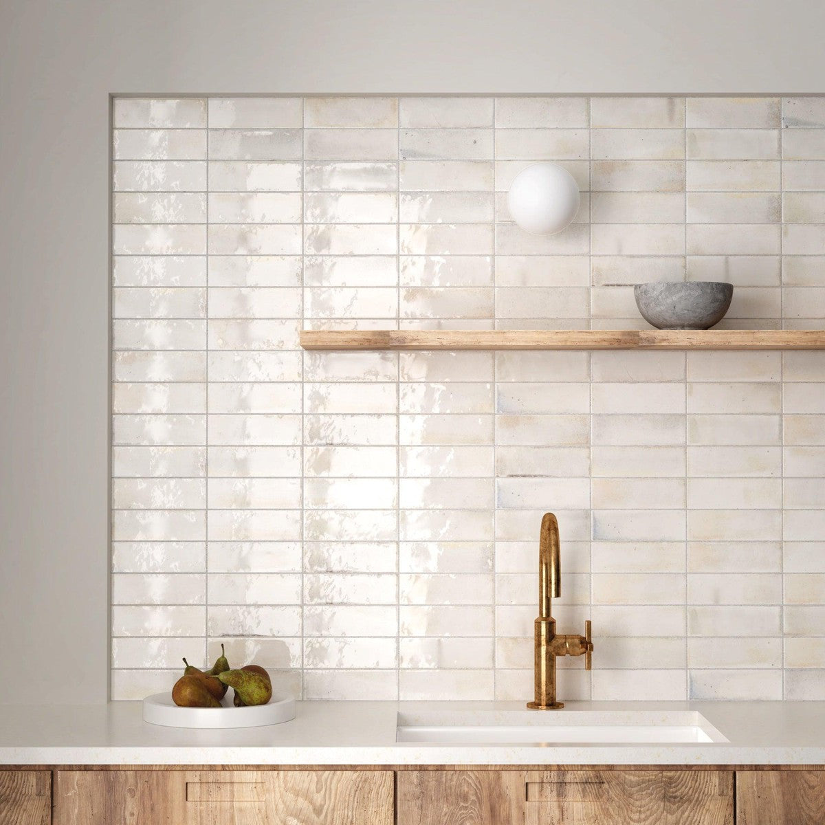 Small Format Hanoi White Ceramic Tile 6.5 x 20cm-Delforno-Delforno