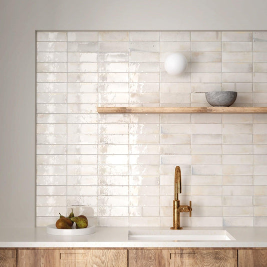 Small Format Hanoi White Ceramic Tile 6.5 x 20cm-Delforno-Delforno