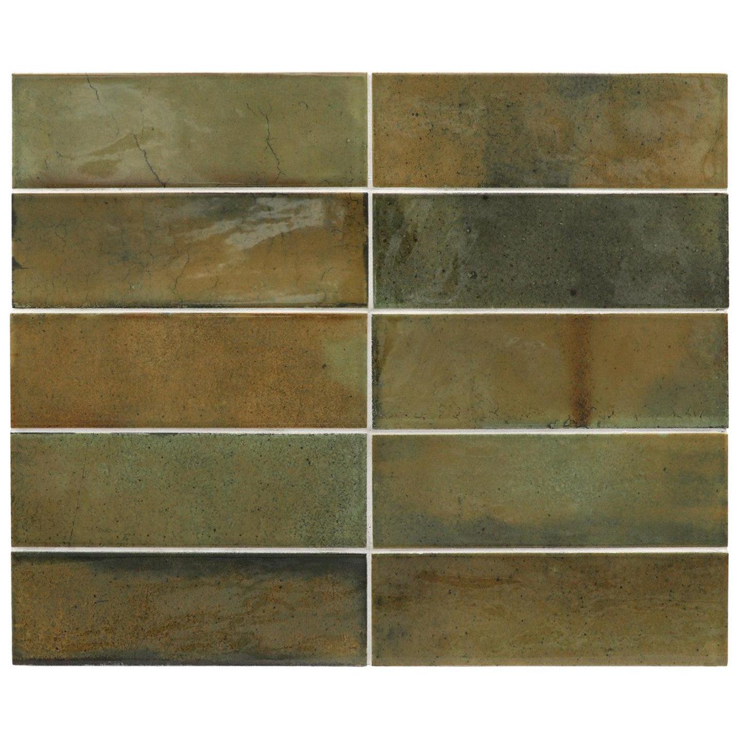 Small Format Hanoi Wild Olive Ceramic Tile 6.5 x 20cm-Delforno-Delforno