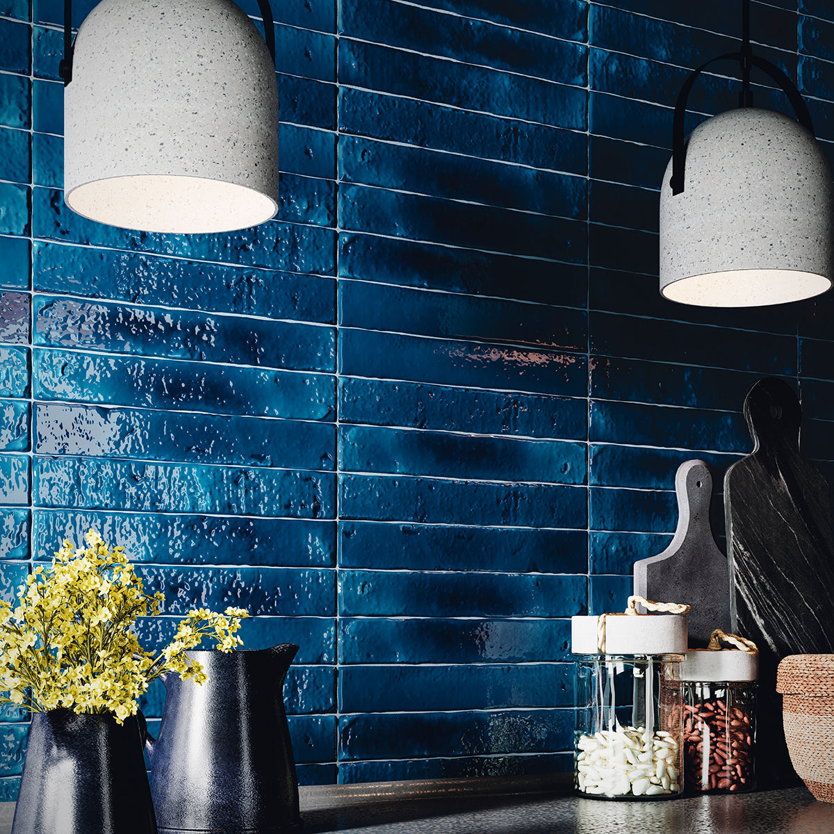 Small Format Indigo Craquelle Porcelain Tile 3.8 x 23.5cm-Delforno-Delforno