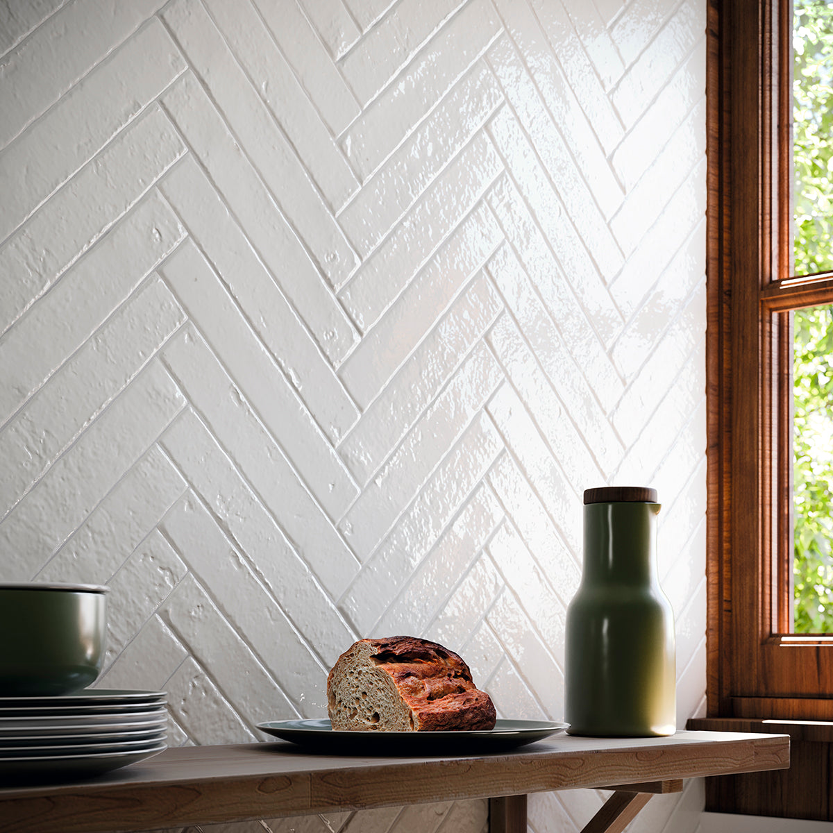 Small Format Luminous Snow Brick Porcelain Tile 3.8 x 23.5cm-Delforno-Delforno