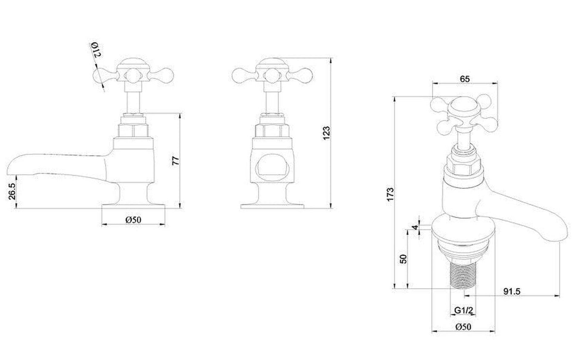 Stafford Quarter Turn Long Nose Basin Pillar Taps STA12QT-Delforno-Delforno