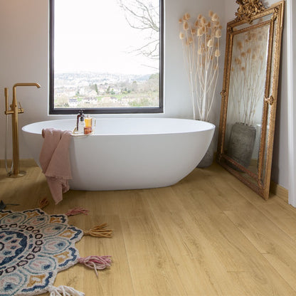 Brushed Oak Warm Natural Laminate Wooden Flooring 21.20 x 138cm-Delforno