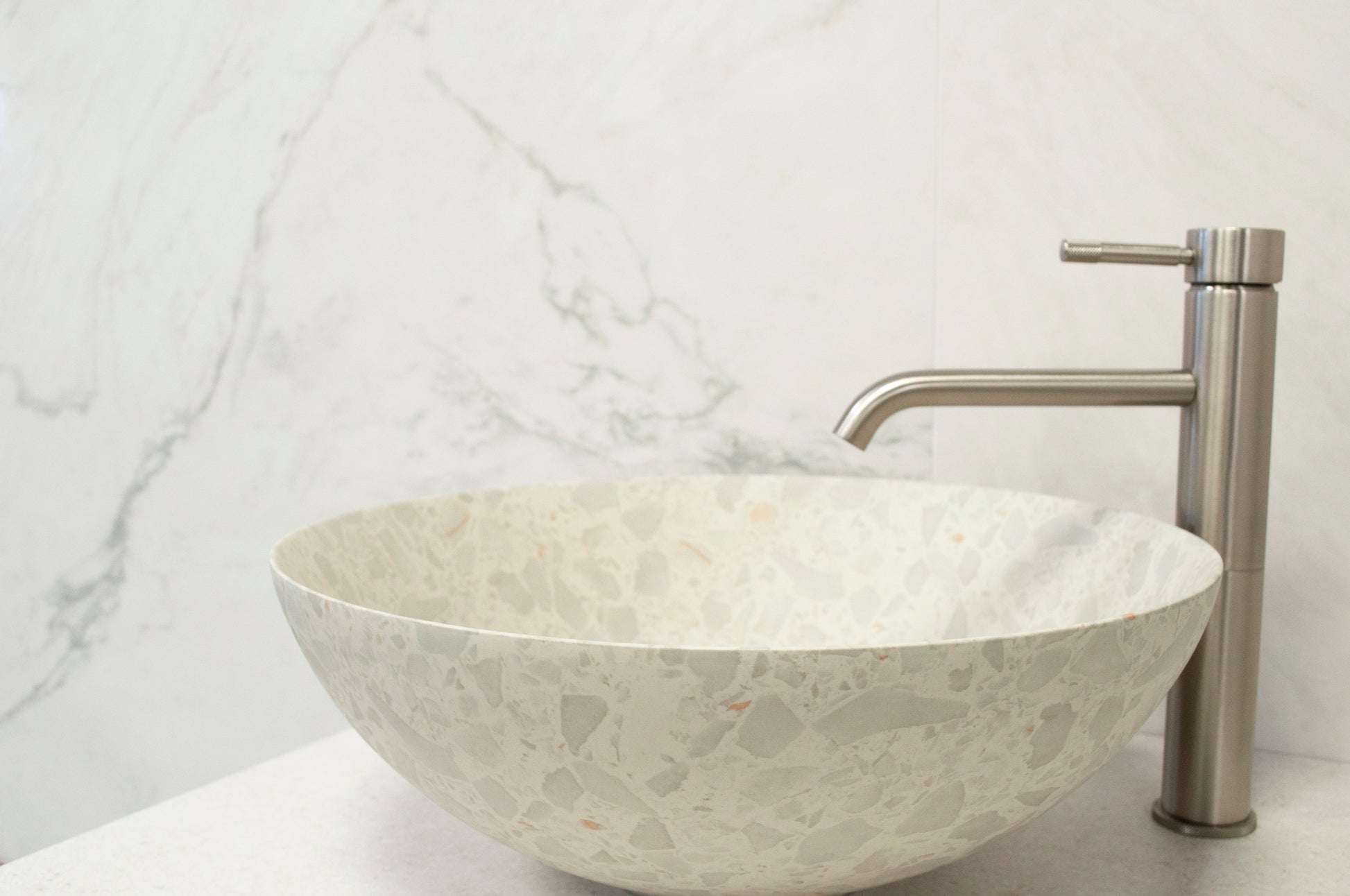 Terrazzo Decorated Countertop Washbasin-Delforno Tiles & Timber-Delforno