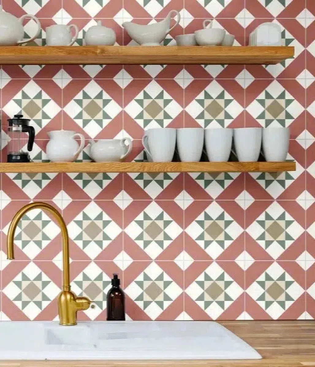 Victorian Collection Vetro Compass Porcelain Tile 20 x 20cm-Delforno Tiles & Timber-Delforno