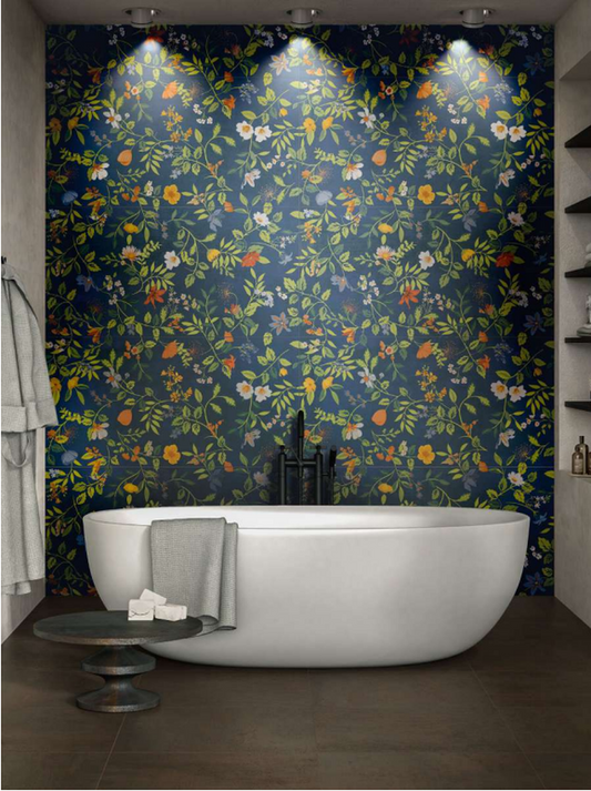 Wonderwall Botanicals Tiffany Blossom Azul Porcelain Tiles 60 x 120cm-Delforno-Delforno