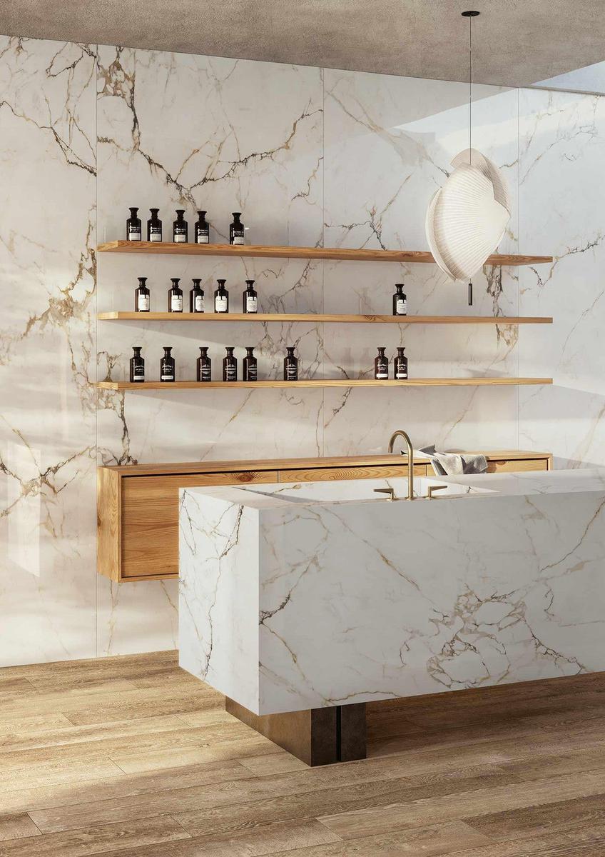 XL Slab Collection Satin L-Oro Marble Porcelain Tiles 120 x 280cm-Delforno Tiles & Timber-Delforno