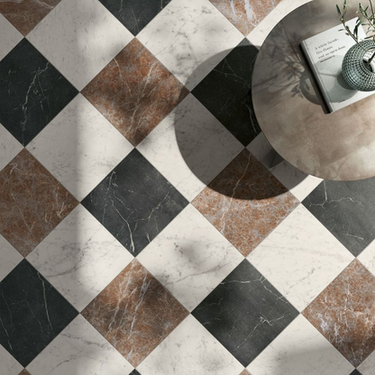 Livingstone Nero Marble Effect Porcelain Tile 30 x 30cm-Delforno