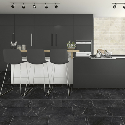 Livingstone Nero Marble Effect Porcelain Tile 60 x 120cm-Delforno