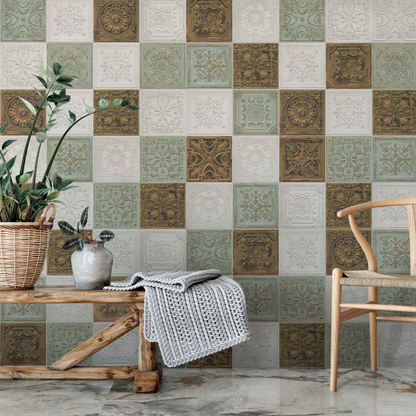Gatsby Green Tin Ceramic Tile 20.1 x 20.1cm