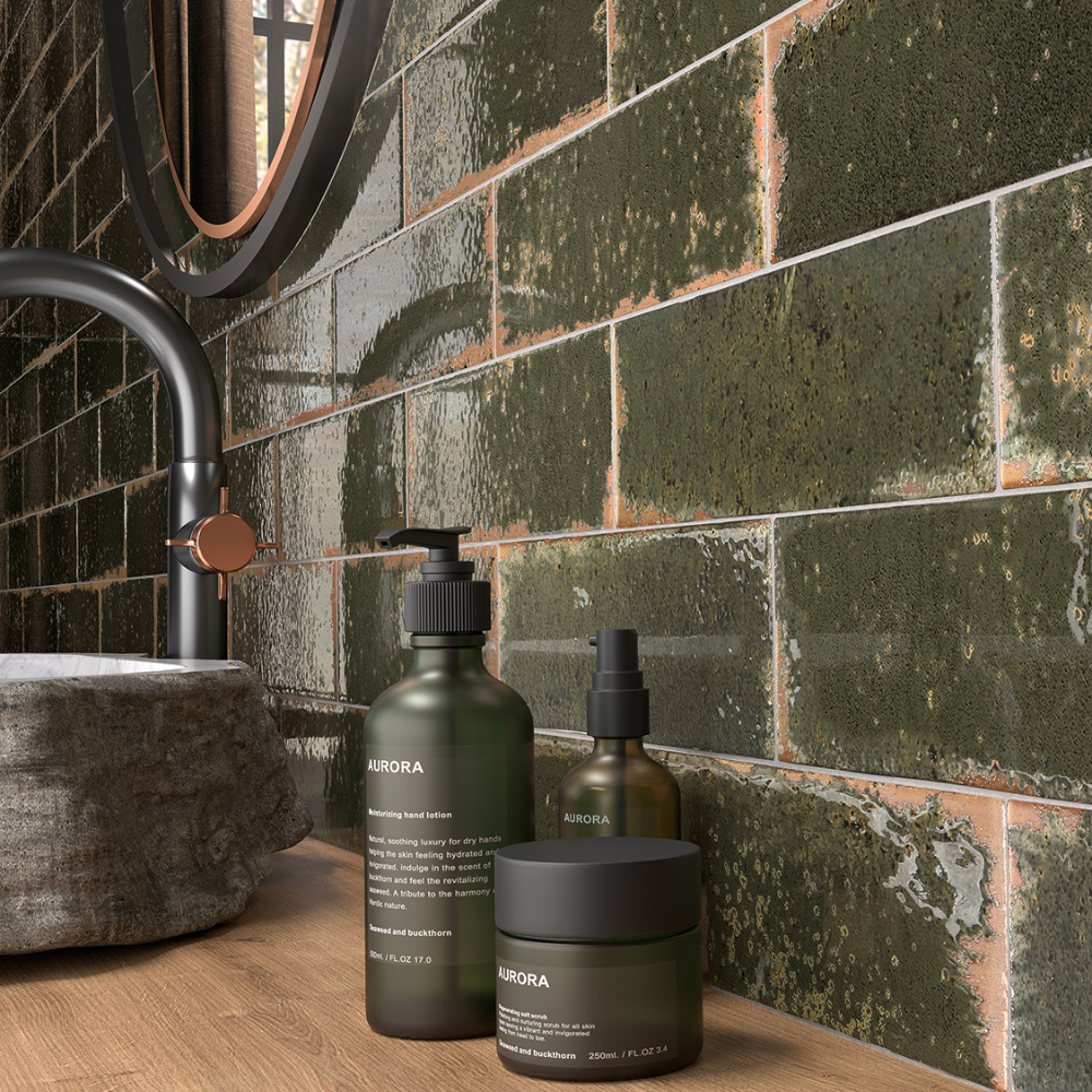 Musa Olive Porcelain Tile 6.5 x 20cm-Delforno