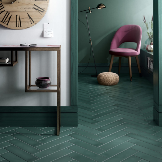 Stromboli Viridian Green Porcelain Tile 9.2 x 36.8cm