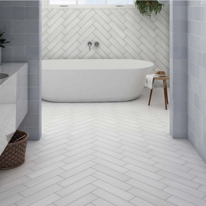 Stromboli White Plume Porcelain Tile 9.2 x 36.8cm-Equipe-Delforno