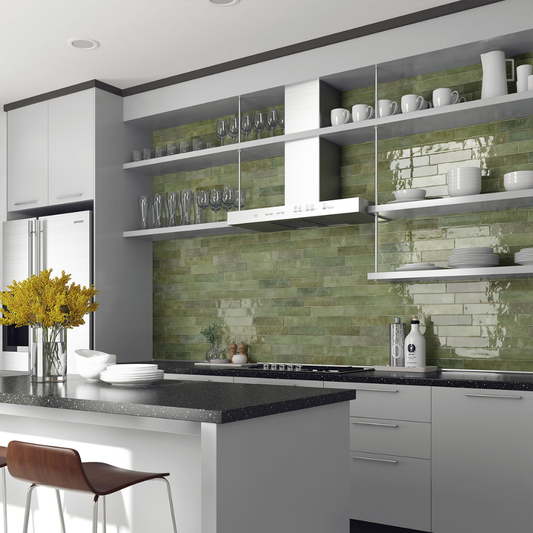 Tribeca Sage Green Porcelain Tile 6 x 24.6cm