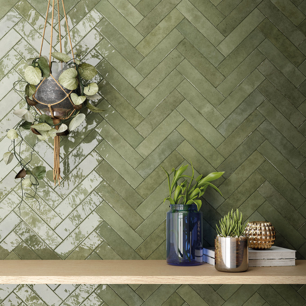 Tribeca Sage Green Porcelain Tile 6 x 24.6cm