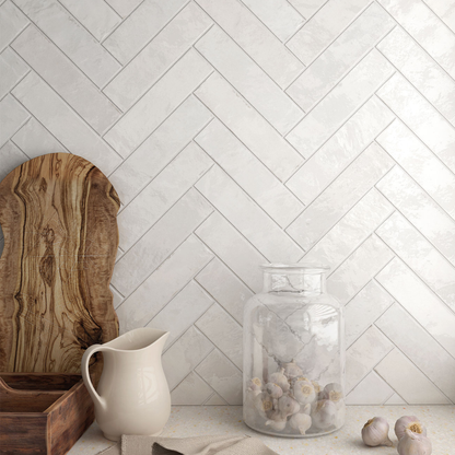 Tribeca Gypsum White Porcelain Tile 6 x 24.6cm