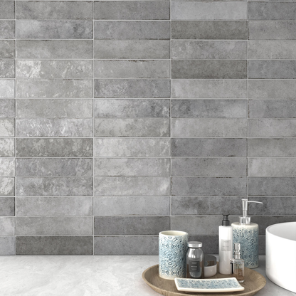 Tribeca Grey Whisper Porcelain Tile 6 x 24.6cm