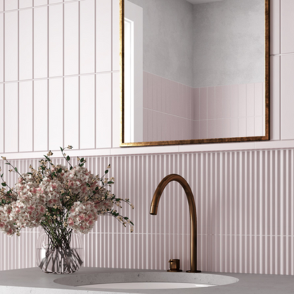 Small Format Costasera Onda Pink Ceramic Tile 5 x 20cm-Delforno