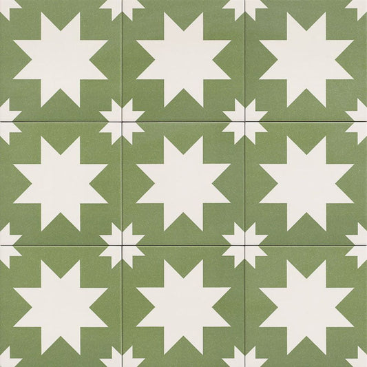 Fired Star Green Matt Porcelain Tile 20 x 20cm-Delforno
