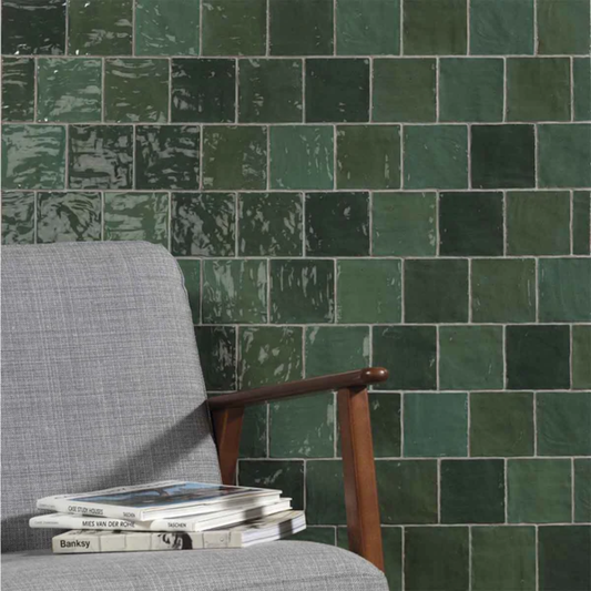 Riad Green Ceramic Tile 10 x 10cm-Delforno