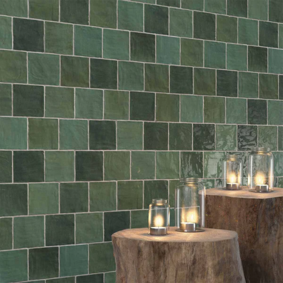 Riad Green Ceramic Tile 10 x 10cm