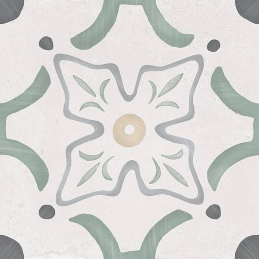 Sirocco Green Flower Porcelain Tile 22.3 x 22.3cm