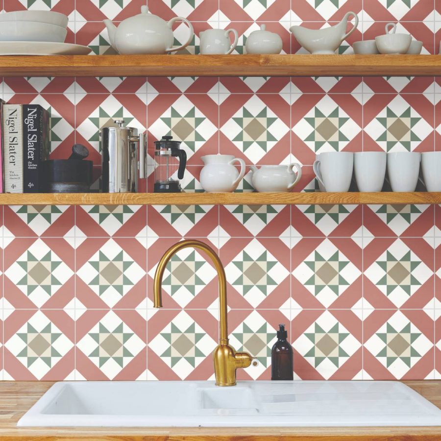 Victorian Collection Vetro Compass Porcelain Tile 20 x 20cm-Delforno