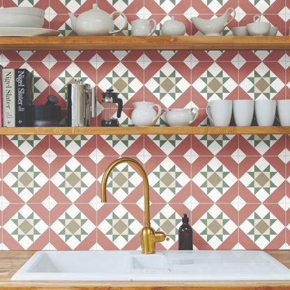 Victorian Collection Vetro Compass Porcelain Tile 20 x 20cm-Delforno